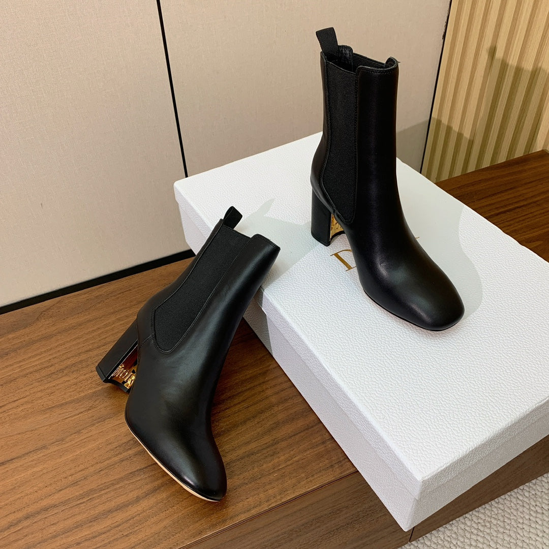 DIOR 25S ANKLE BOOTS 80 MM IN BLACK CALFSKIN
