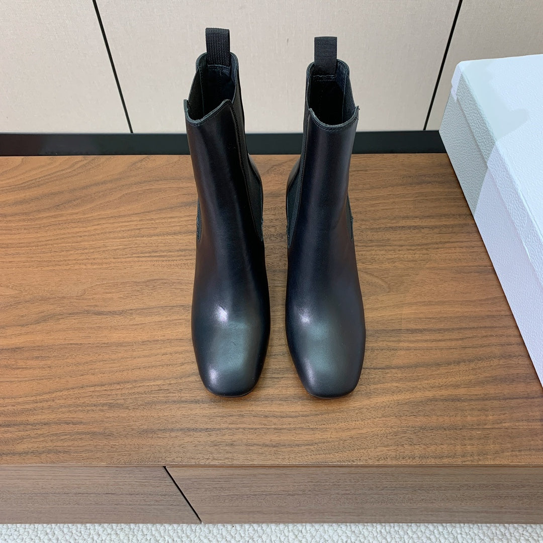 DIOR 25S ANKLE BOOTS 80 MM IN BLACK CALFSKIN