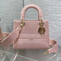 DIOR SMALL 24 LADY BAG IN PASTEL PINK CANVAS