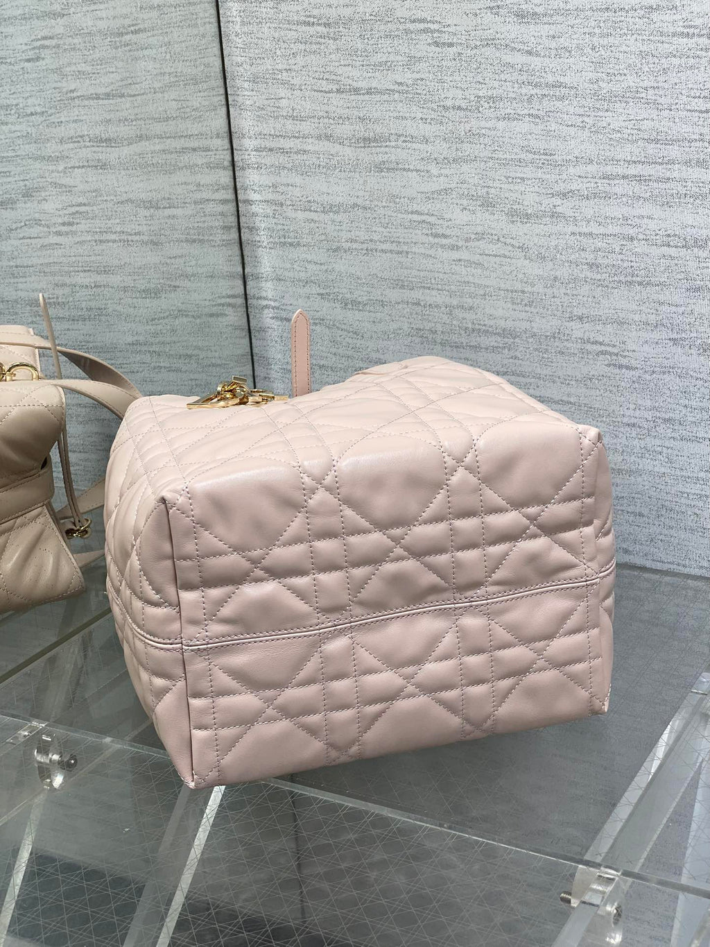 DIOR 25S ALWAYS BAG 22 IN LIGHT PINK MACROCANNAGE CALFSKIN GOLD HARDWRE