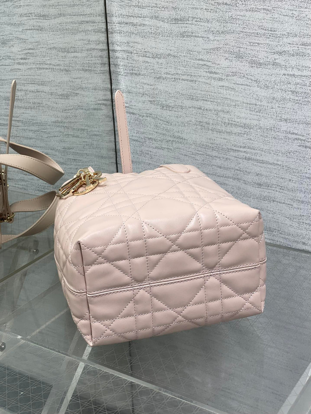 DIOR 25S ALWAYS MINI BAG 16 IN LIGHT PINK MACROCANNAGE CALFSKIN GOLD HARDWRE