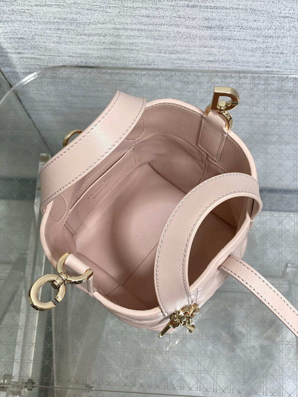 DIOR 25S ALWAYS MINI BAG 13 IN LIGHT PINK MACROCANNAGE CALFSKIN GOLD HARDWRE