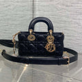 DIOR 25S MICRO LADY D-JOY 19 IN BLACK CALFSKIN GOLD HARDWRE