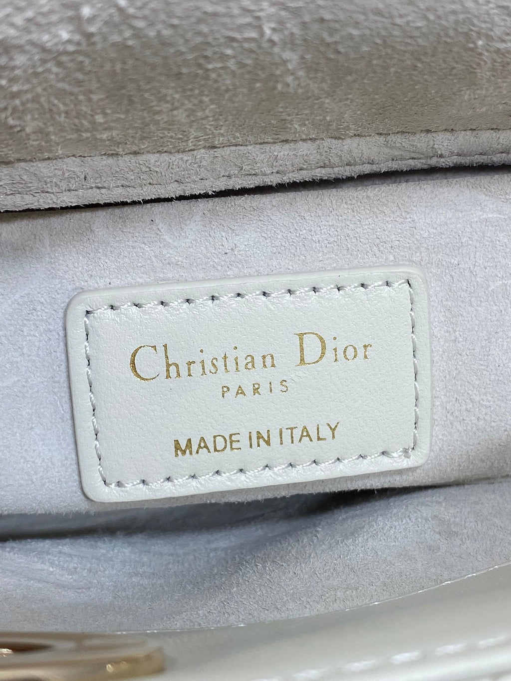 DIOR 25S MICRO LADY D-JOY 19 IN IVORY CALFSKIN GOLD HARDWRE