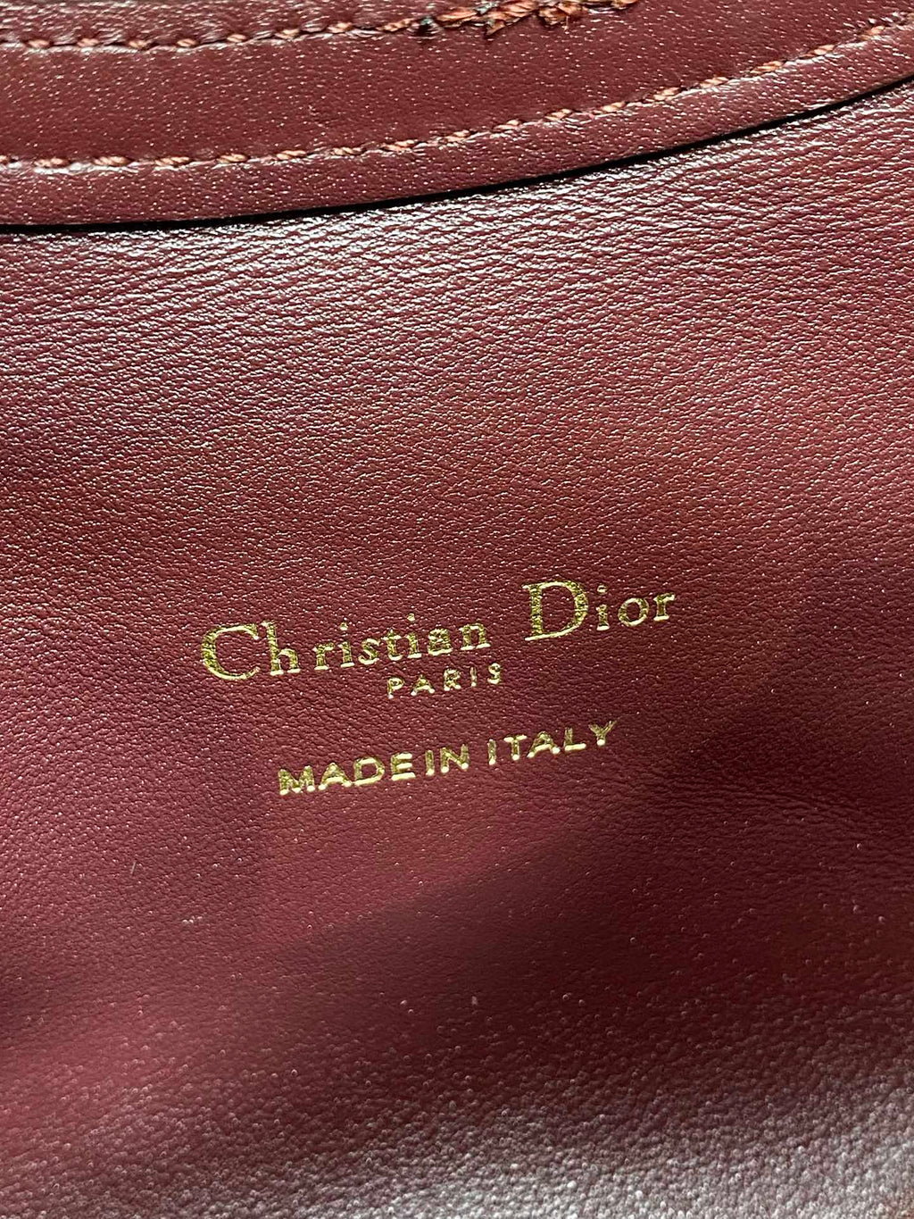 DIOR 25S JOLIE TOP HANDLE MINI BAG 18 IN BURGUNDY CALFSKIN GOLD HARDWRE