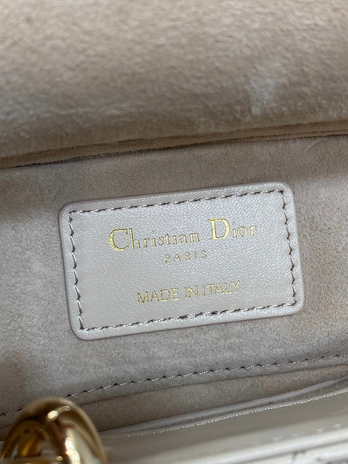 DIOR 25S MICRO LADY D-JOY 19 IN BEIGE CALFSKIN GOLD HARDWRE