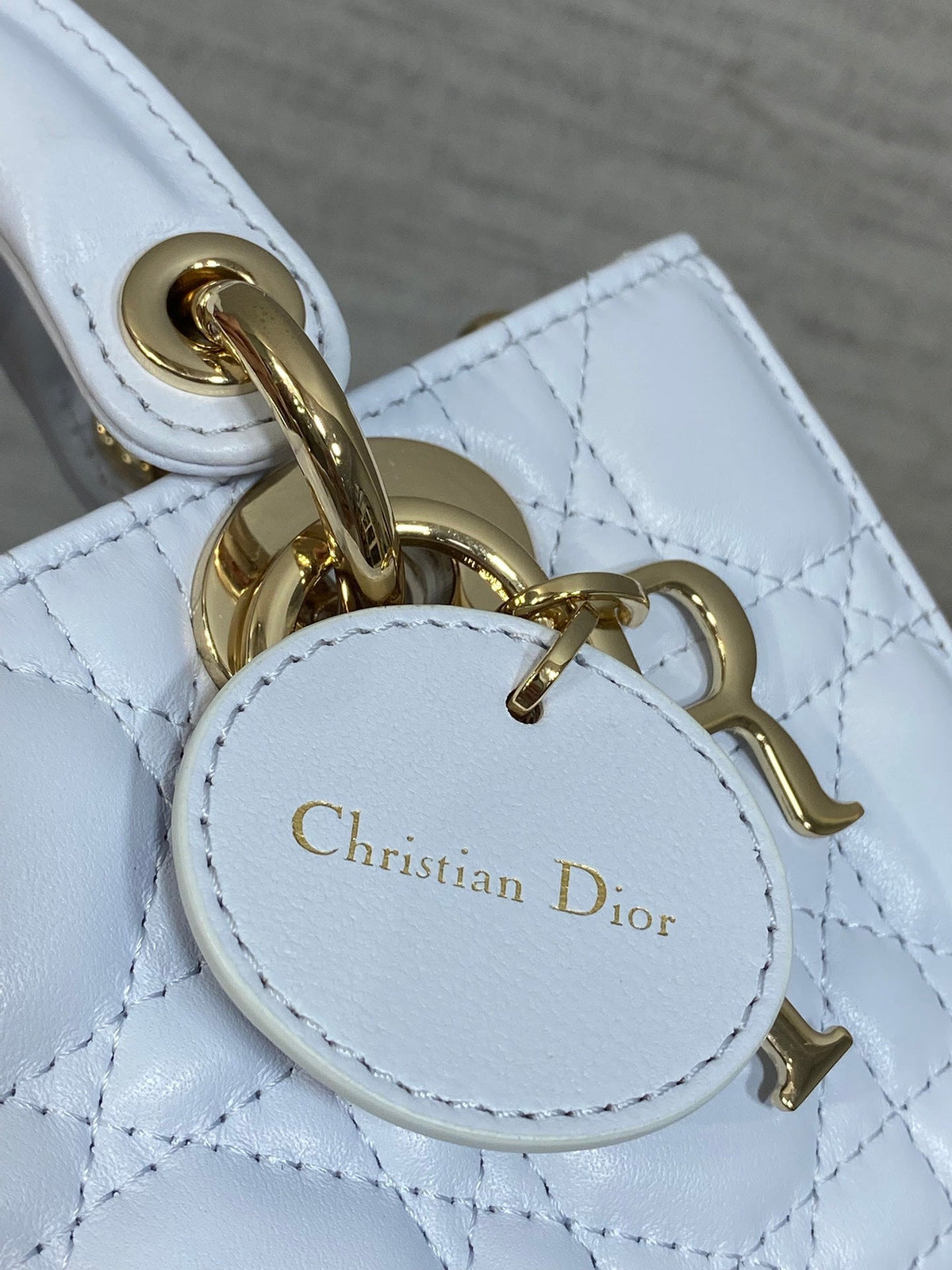 DIOR 25S SMALL LADY D‑JOY BAG 19 IN LIGHT BLUE CANNAGE CALFSKIN GOLD HARDWRE