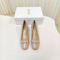 DIOR HIGH HEEL 55 MM 25S IN BEIGE LAMBSKIN PEARL DETAILING
