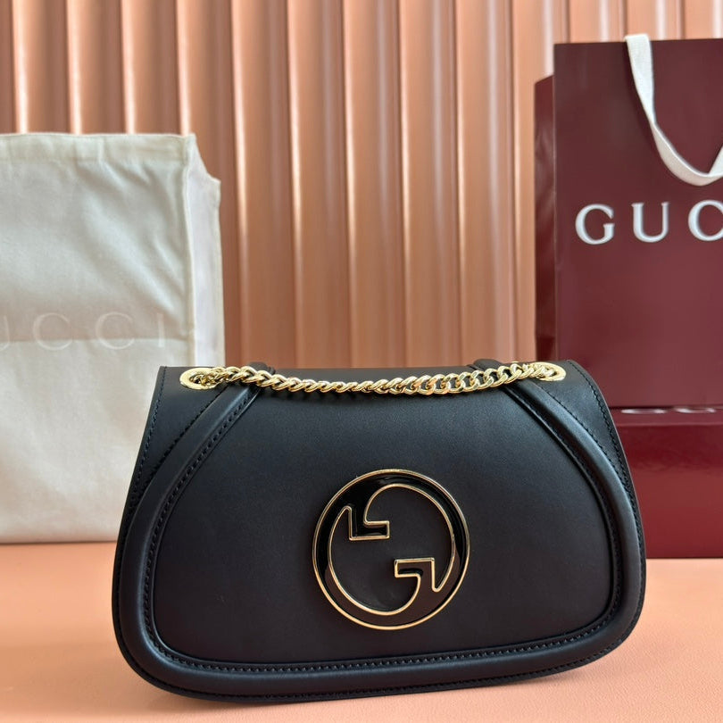GUCCI 26S BLONDIE SHOULDER BAG 26 IN BLACK CALFSKIN