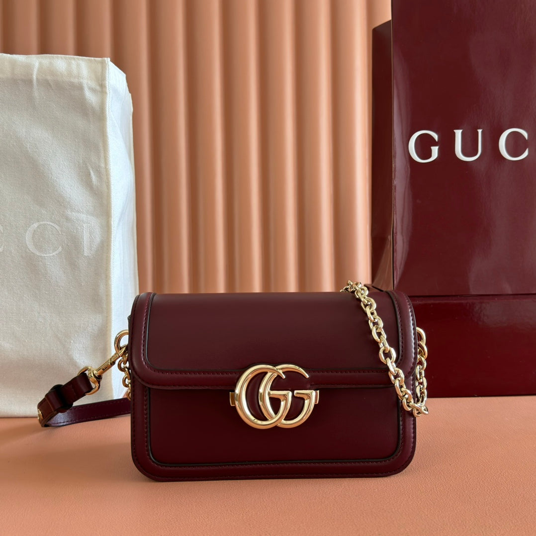 GUCCI 26S SHOULDER BAG 21 IN DARK RED CALFSKIN