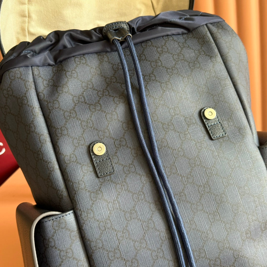 GUCCI 25S OPHIDIA MEDIUM BACKPACK 40 IN DARK BLUE GRAY CALFSKIN
