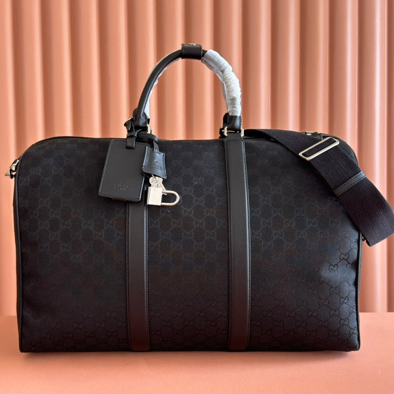 GUCCI 26S DUFFEL BAG 52 IN BLACK CANVAS