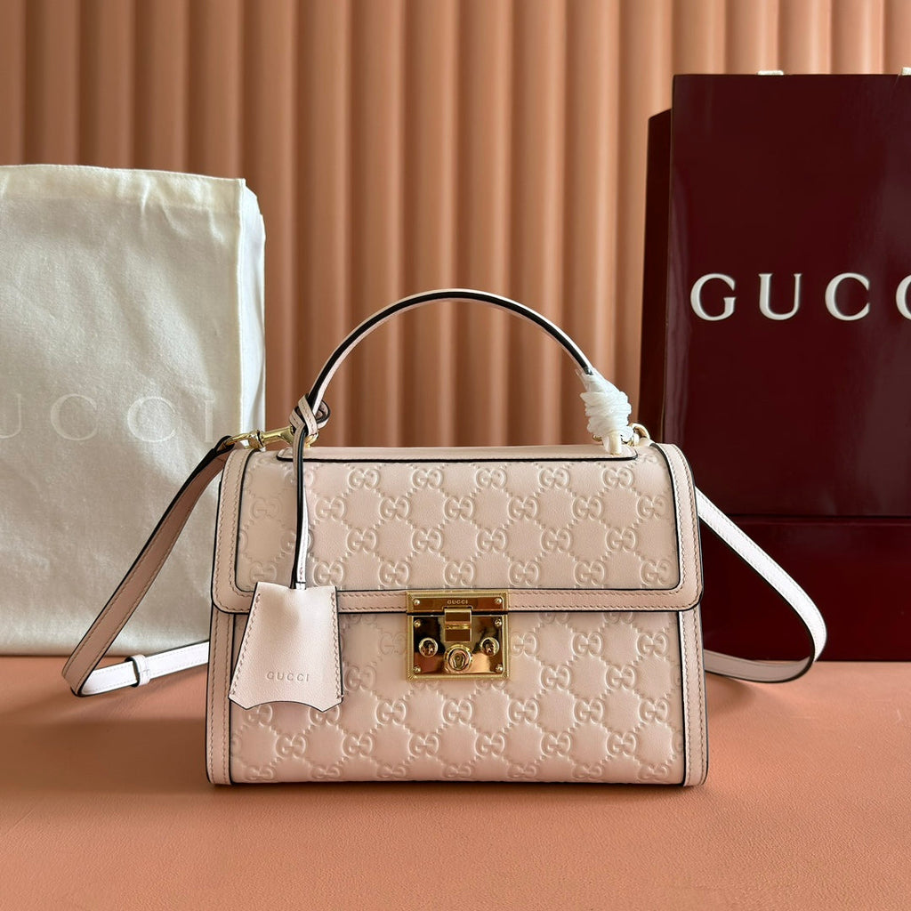 GUCCI 26S PADLOCK BAG 26 IN LIGHT PINK EMBOSSED CALFSKIN