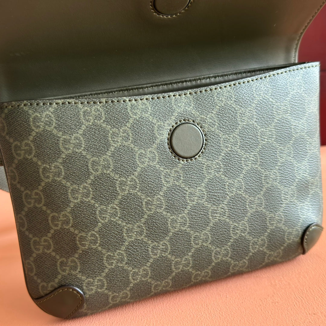 GUCCI 25S WAIST BAG 24 CM IN MOSS GREEN CALFSKIN