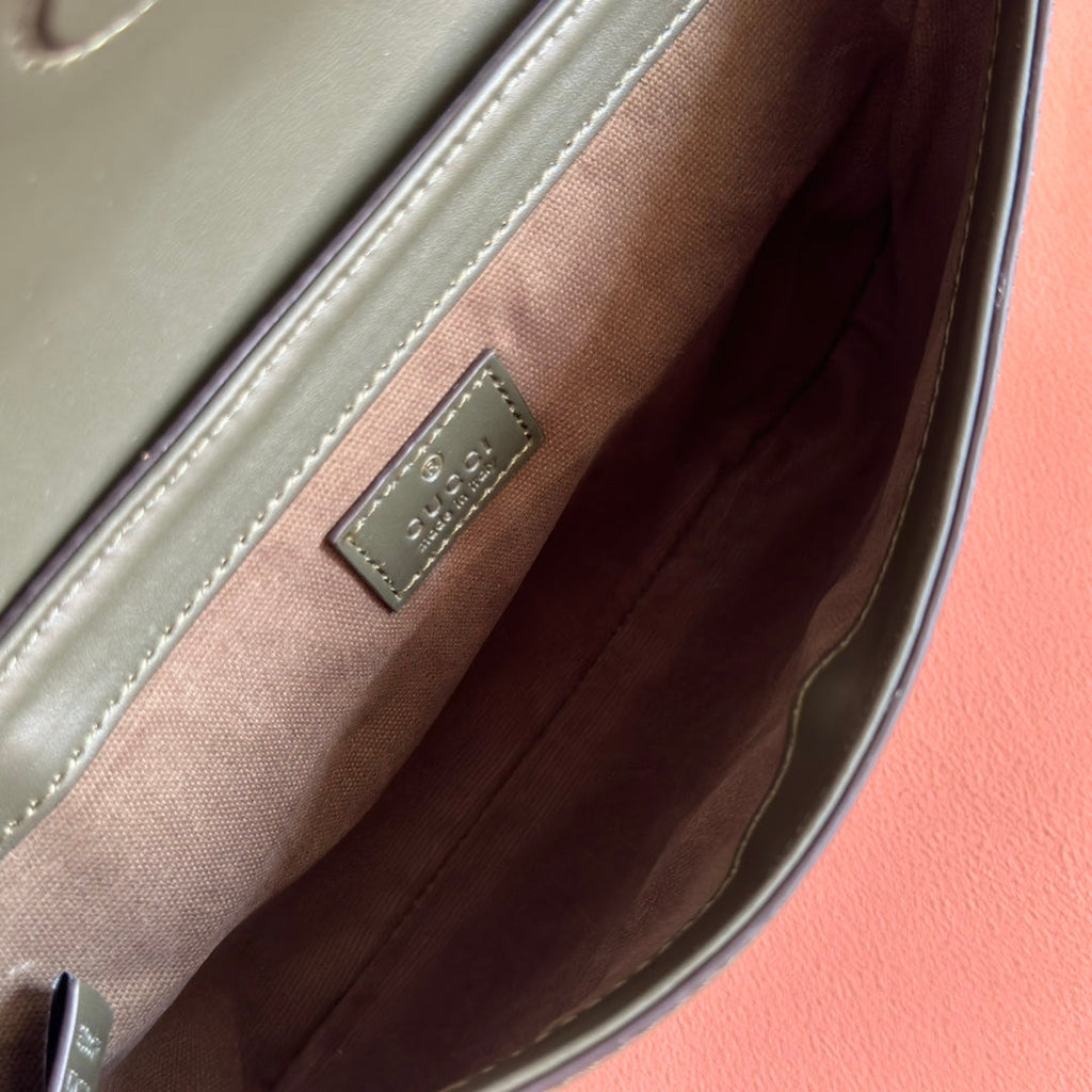 GUCCI 25S WAIST BAG 24 CM IN MOSS GREEN CALFSKIN