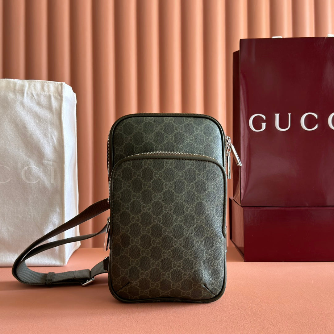 GUCCI 25S SHOULDER CROSSBODY BAG 18 CM IN MOSS GREEN CALFSKIN