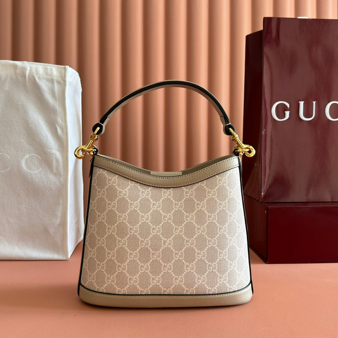GUCCI 25S SHOULDER BAG 25 CM IN BEIGE CALFSKIN