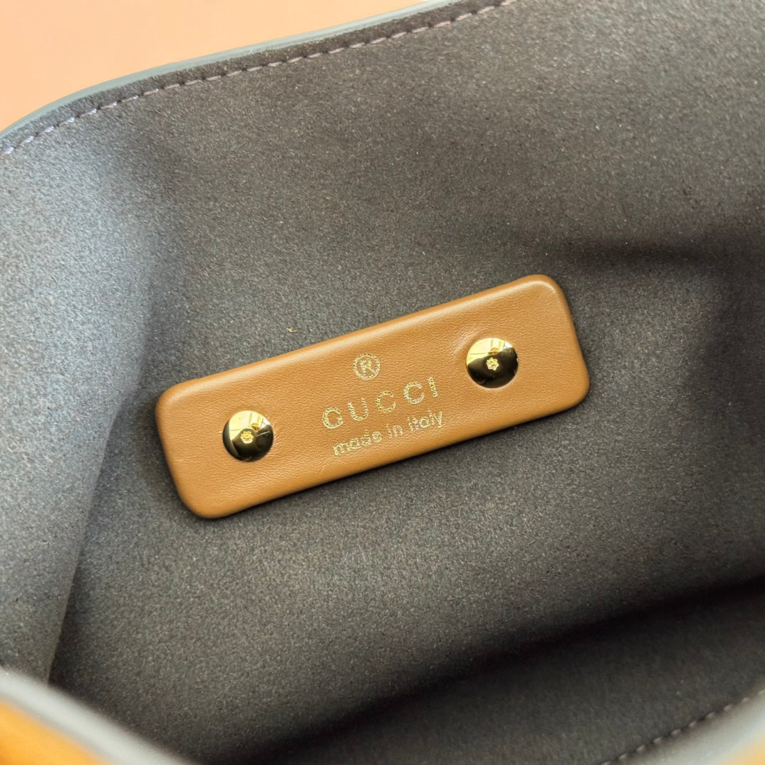 GUCCI 25S HANDBAG 28 CM IN DARK WOOD BROWN SUEDE WITH GOLD HARDWARE