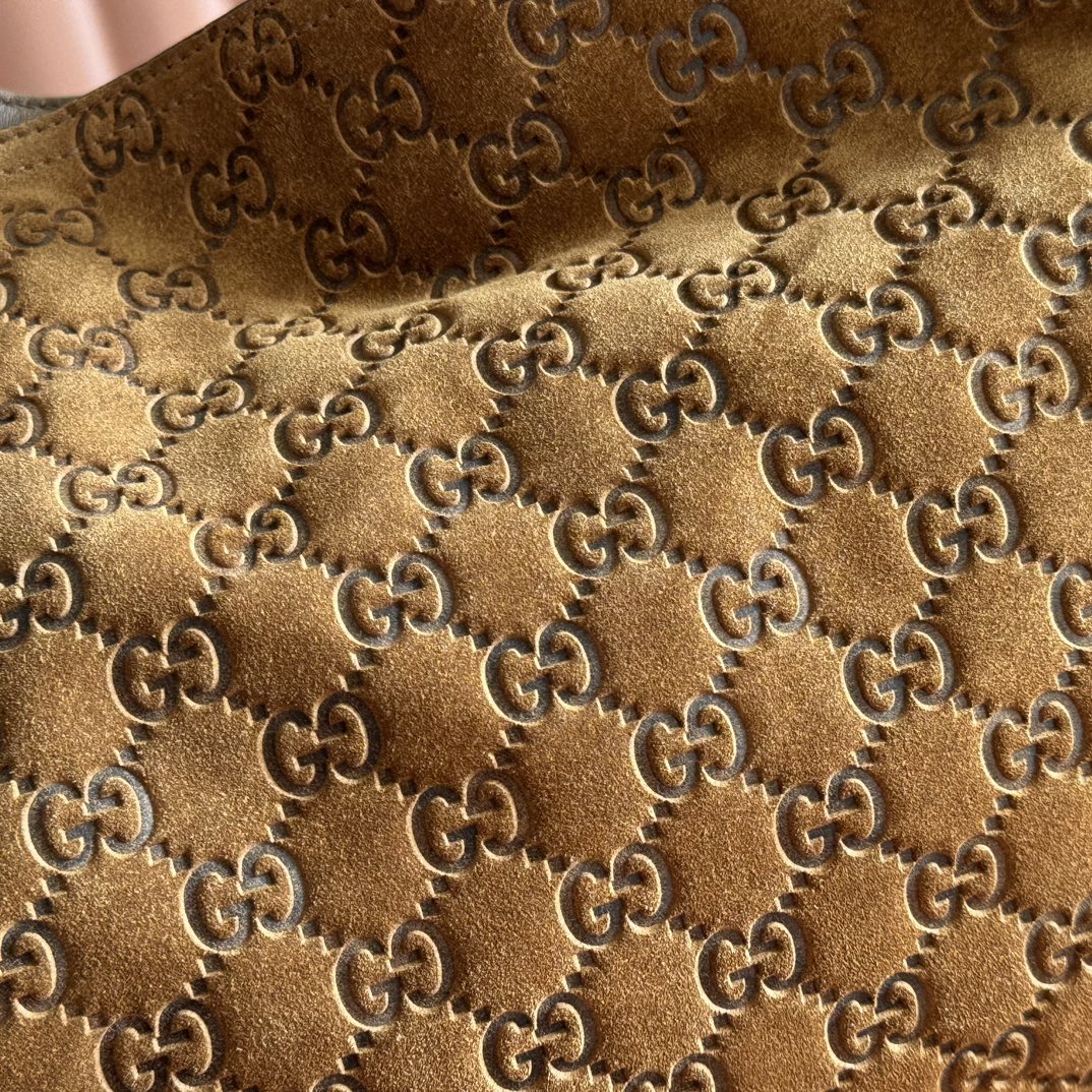 GUCCI 25S BEATRIX BAG 35 IN BROWN SUEDE WITH GOLD HARDWARE