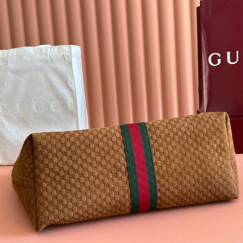 GUCCI 25S GIGLIO LARGE TOTE BAG 60 CM IN BROWN CANVAS