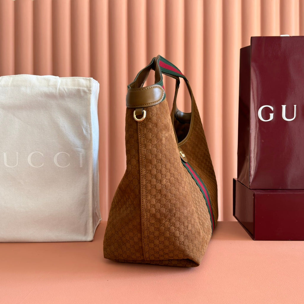 GUCCI 25S GIGLIO LARGE TOTE BAG 60 CM IN BROWN CANVAS
