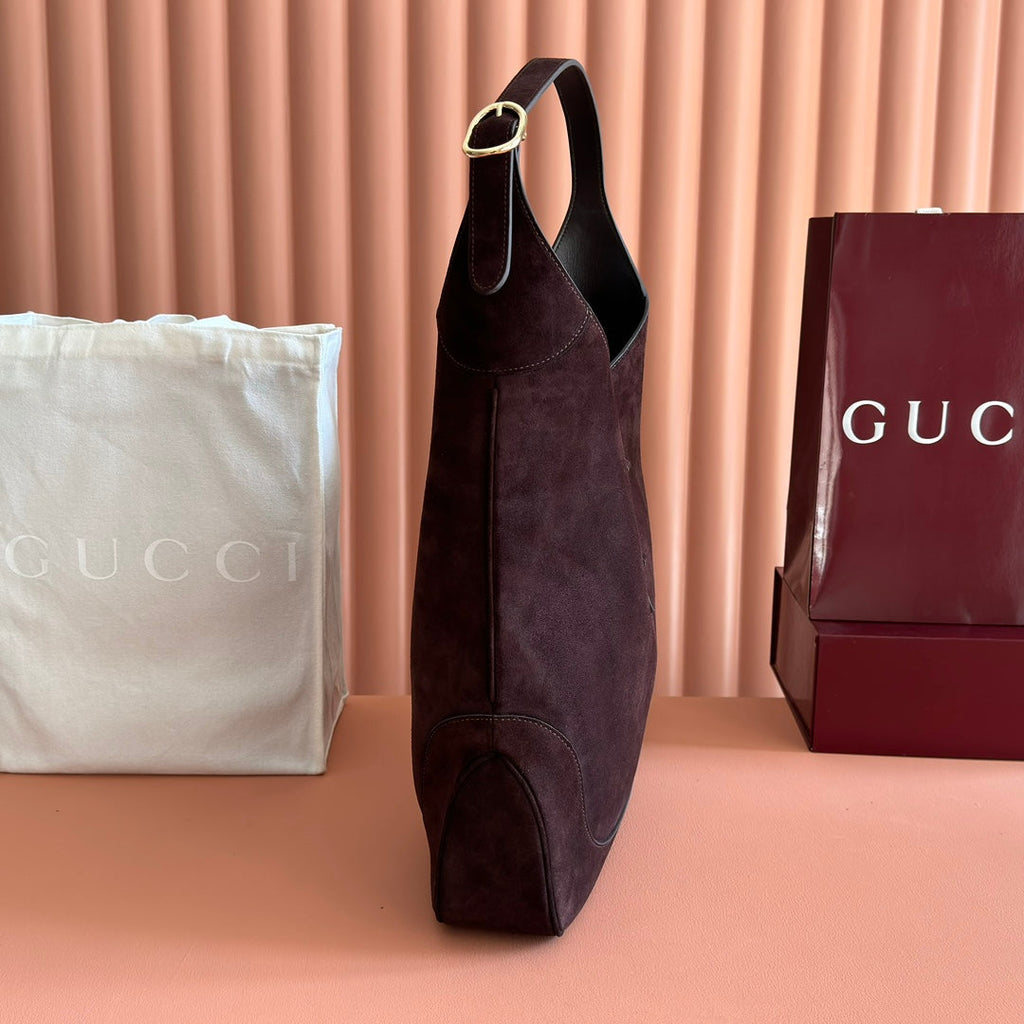 GUCCI 25S JACKIE GIORNO 44 CM IN DARK CHOCOLATE BROWN SUEDE