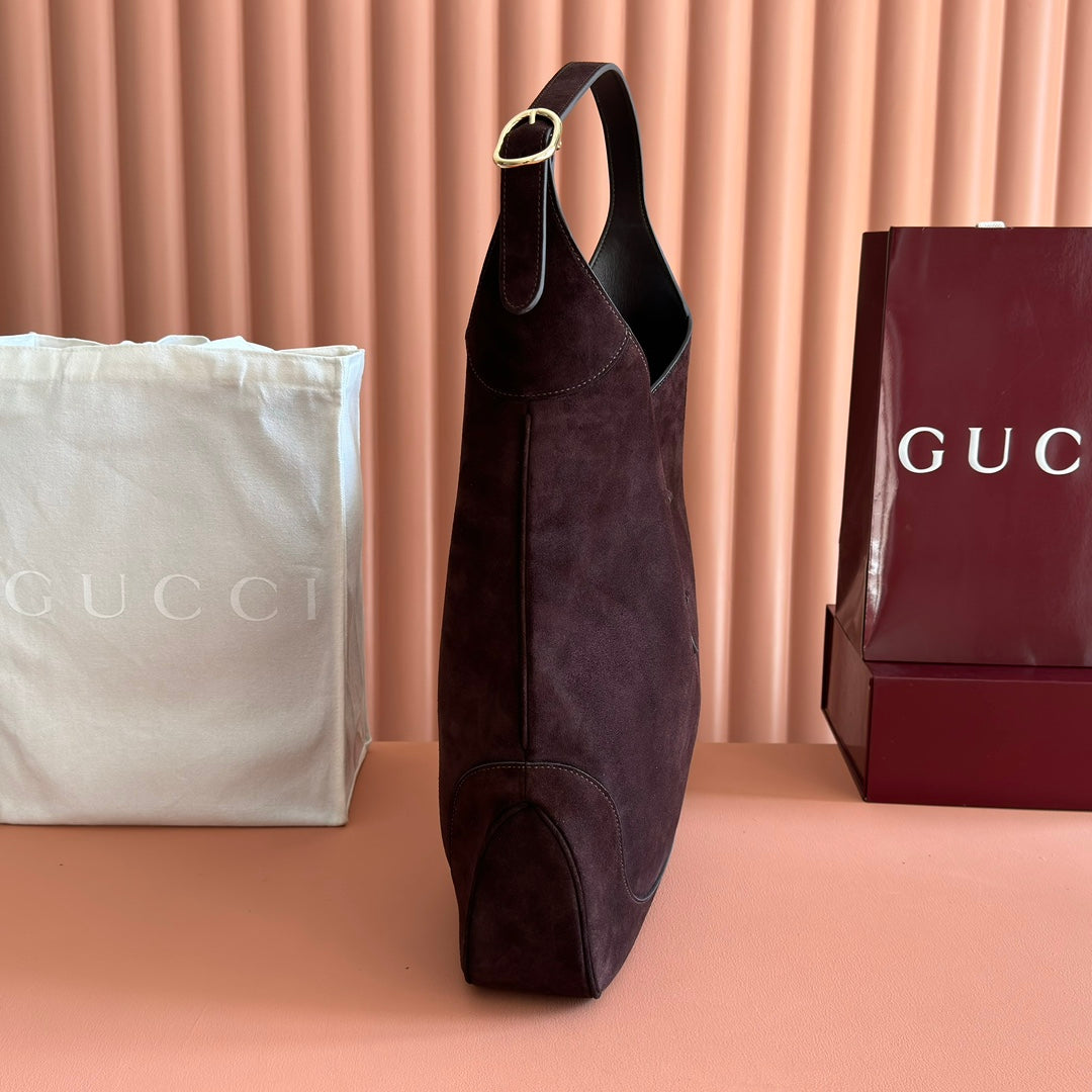 GUCCI 25S JACKIE GIORNO 44 CM IN DARK CHOCOLATE BROWN SUEDE