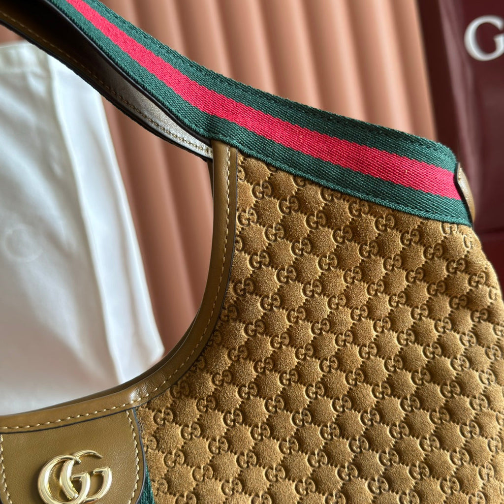 GUCCI 25S GIGLIO LARGE TOTE BAG 25 CM IN BROWN CANVAS