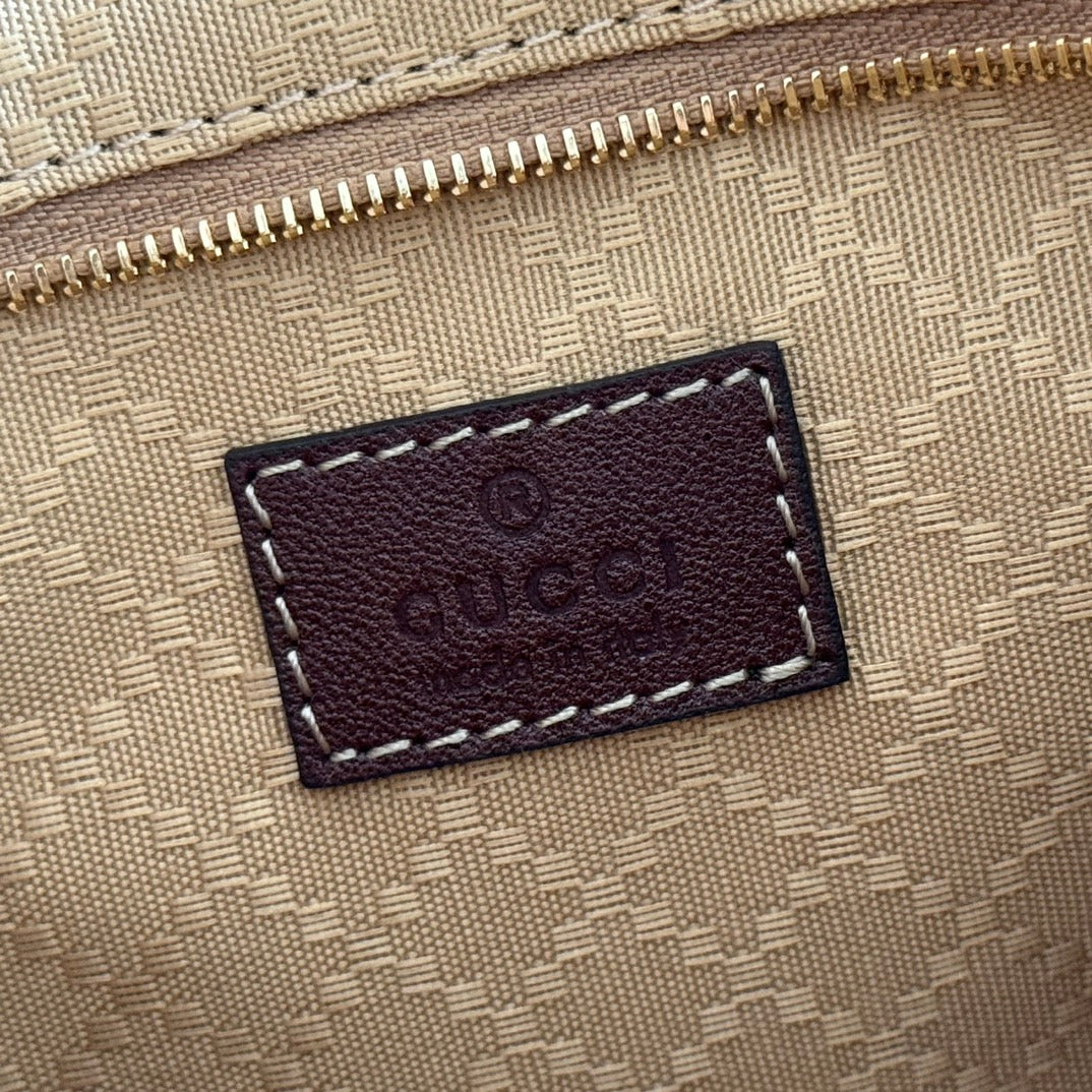 GUCCI 25S JACKIE MONOGRAM 28 CM IN LIGHT BROWN CANVAS AND CALFSKIN