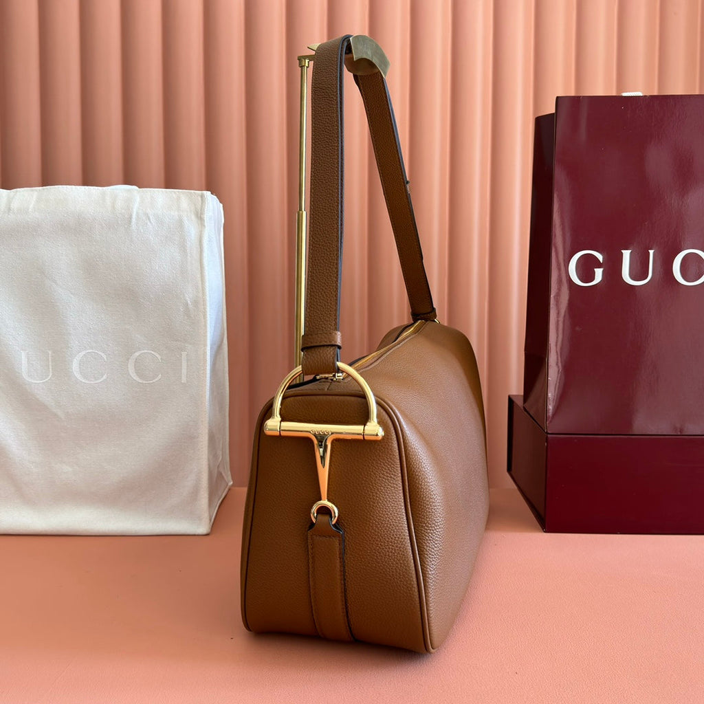 GUCCI 26S SHOULDER BAG 38 IN BROWN CALFSKIN