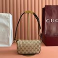 GUCCI 26S SHOULDER BAG 19 IN WARM BEIGE AND BROWN CANVAS