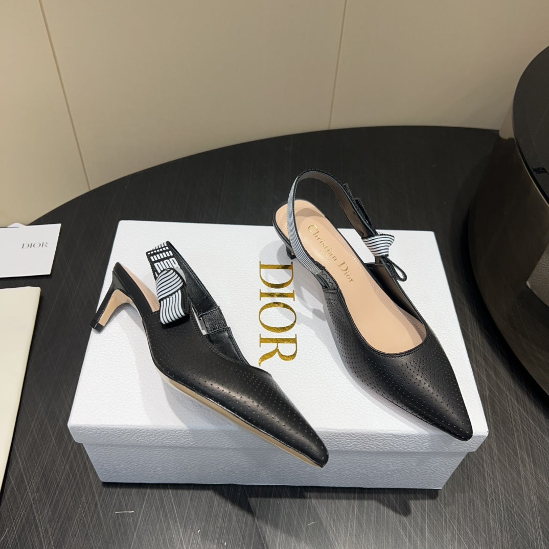 DIOR HIGH SLINGBACK 25S 50 MM IN BLACK CALFSKIN