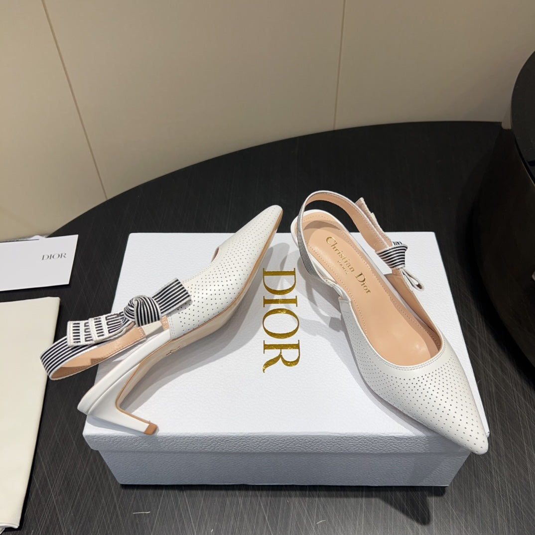 DIOR HIGH SLINGBACK 25S 50 MM IN WHITE CALFSKIN