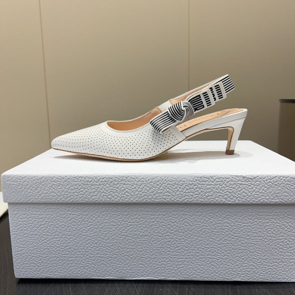 DIOR HIGH SLINGBACK 25S 50 MM IN WHITE CALFSKIN
