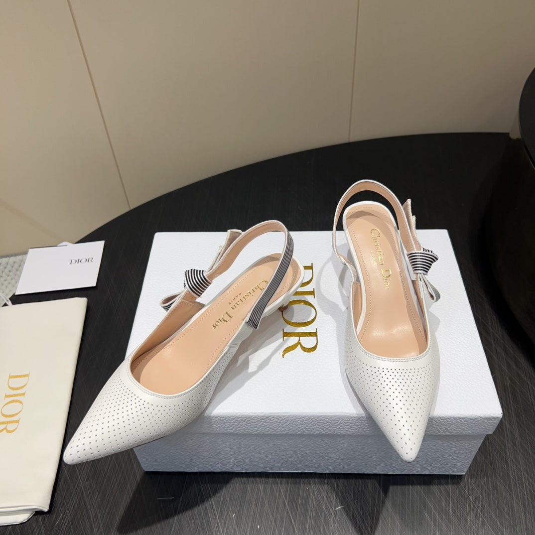 DIOR HIGH SLINGBACK 25S 50 MM IN WHITE CALFSKIN