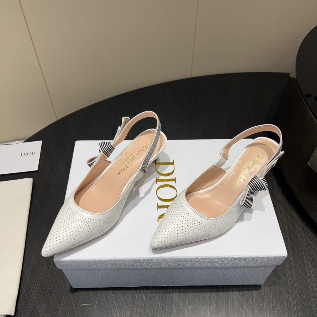 DIOR HIGH SLINGBACK 25S 50 MM IN WHITE CALFSKIN