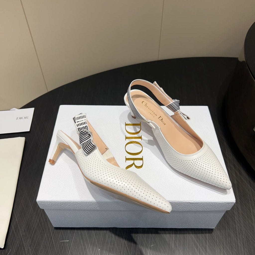 DIOR HIGH SLINGBACK 25S 50 MM IN WHITE CALFSKIN