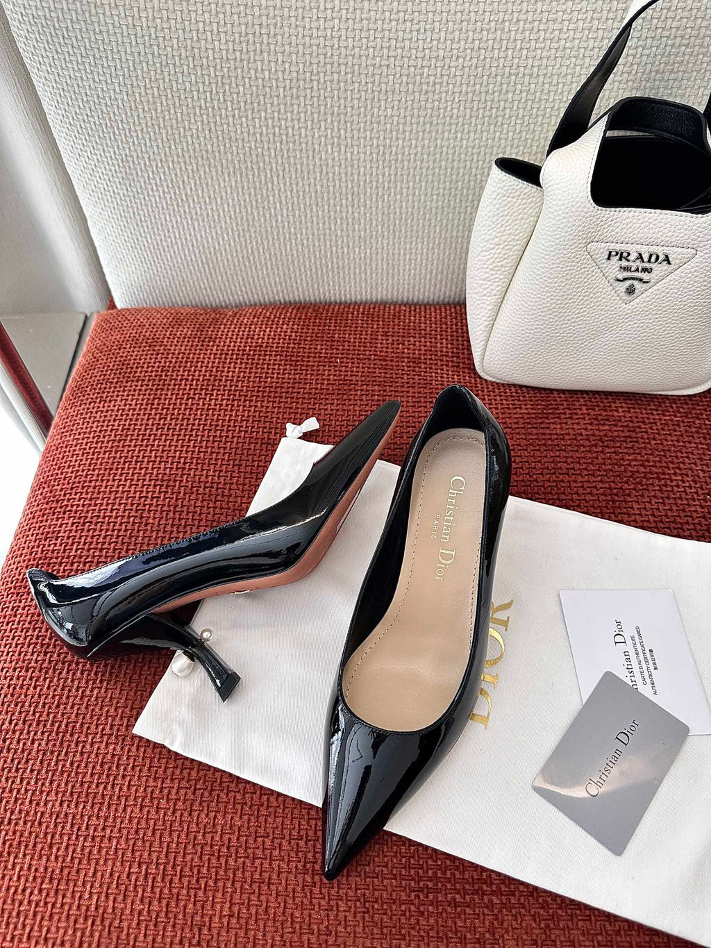 DIOR TRIBALES HIGH HEELS 80 MM 25S IN BLACK GLOSSY LEATHER