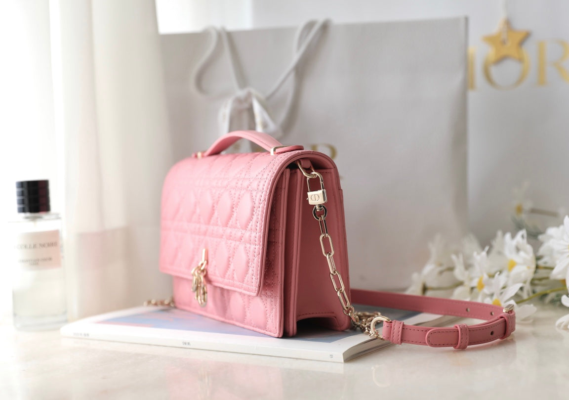 DIOR MINI 24 TOP-HANDLE LIGHT PINK LAMBSKIN