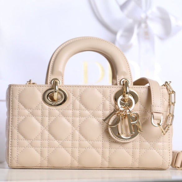 DIOR SMALL LADY D-JOY 22 IN LIGHT PINK LAMBSKIN