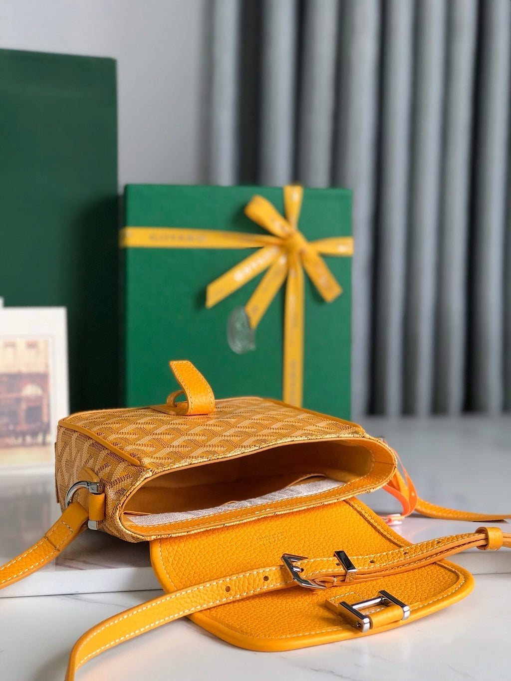 GRAND BLEU 16 IN YELLOW GOYARDINE CANVAS AND LAMBSKIN