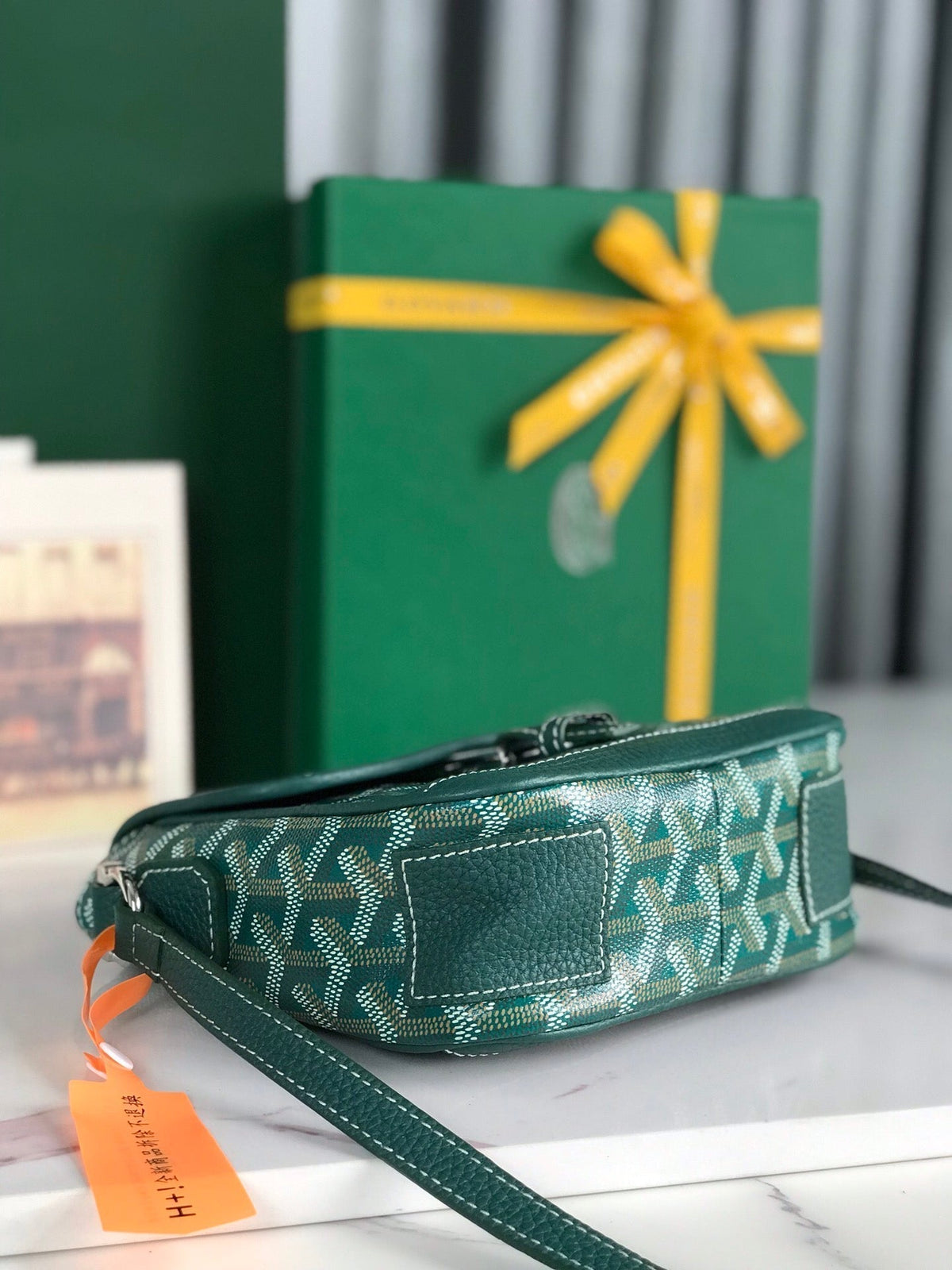 GRAND BLEU 16 IN GREEN GOYARDINE CANVAS AND LAMBSKIN