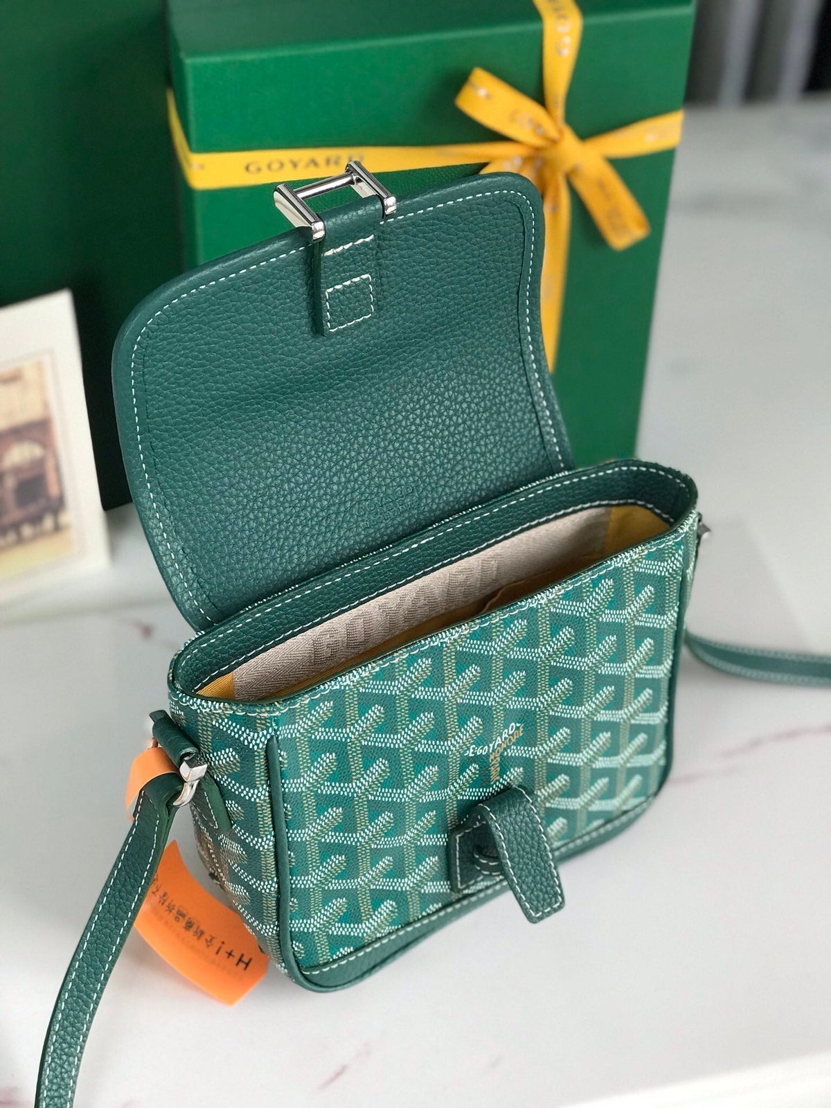 GRAND BLEU 16 IN GREEN GOYARDINE CANVAS AND LAMBSKIN