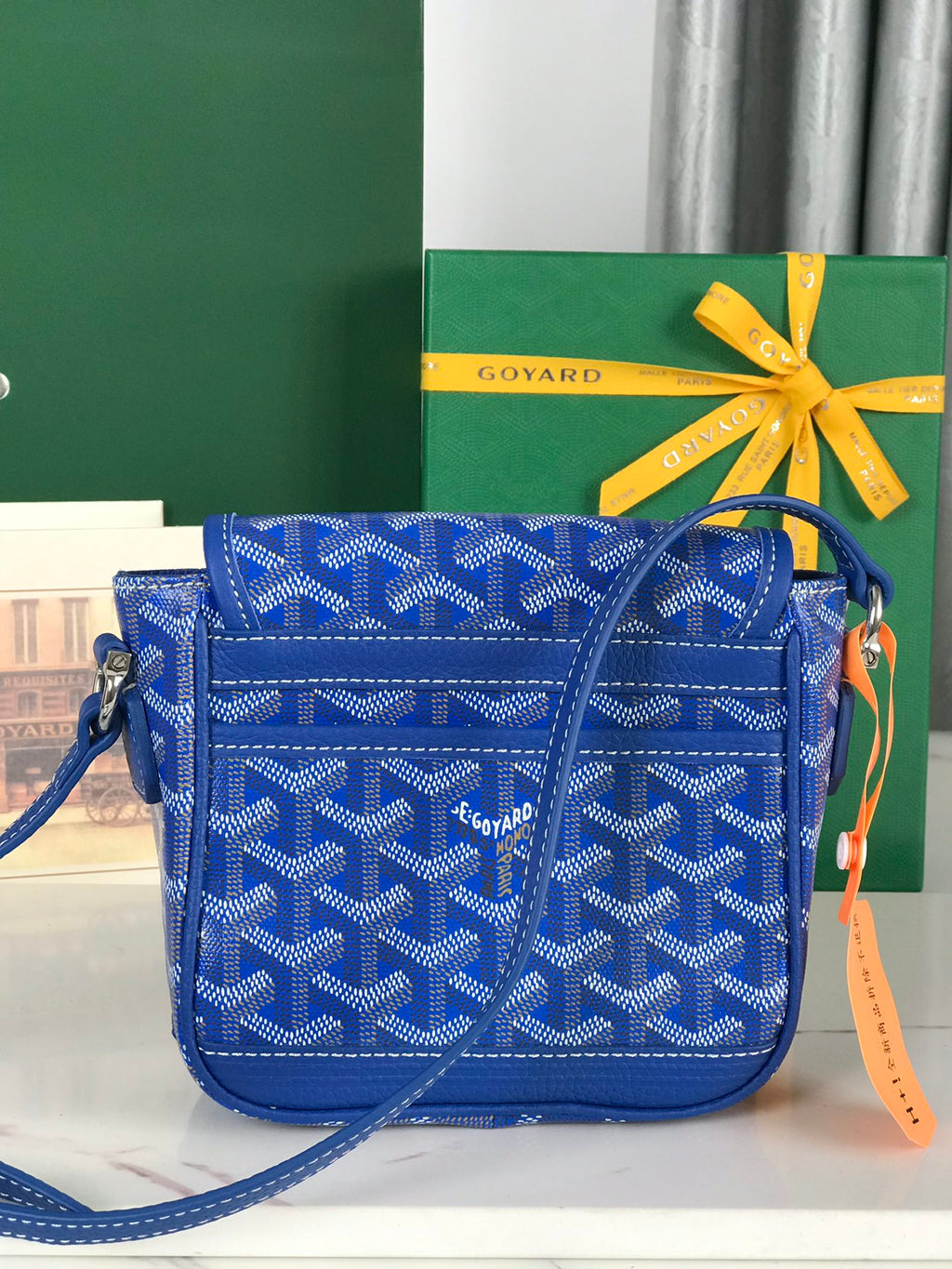 GRAND BLEU 16 IN SAPPHIRE BLUE GOYARDINE CANVAS AND LAMBSKIN