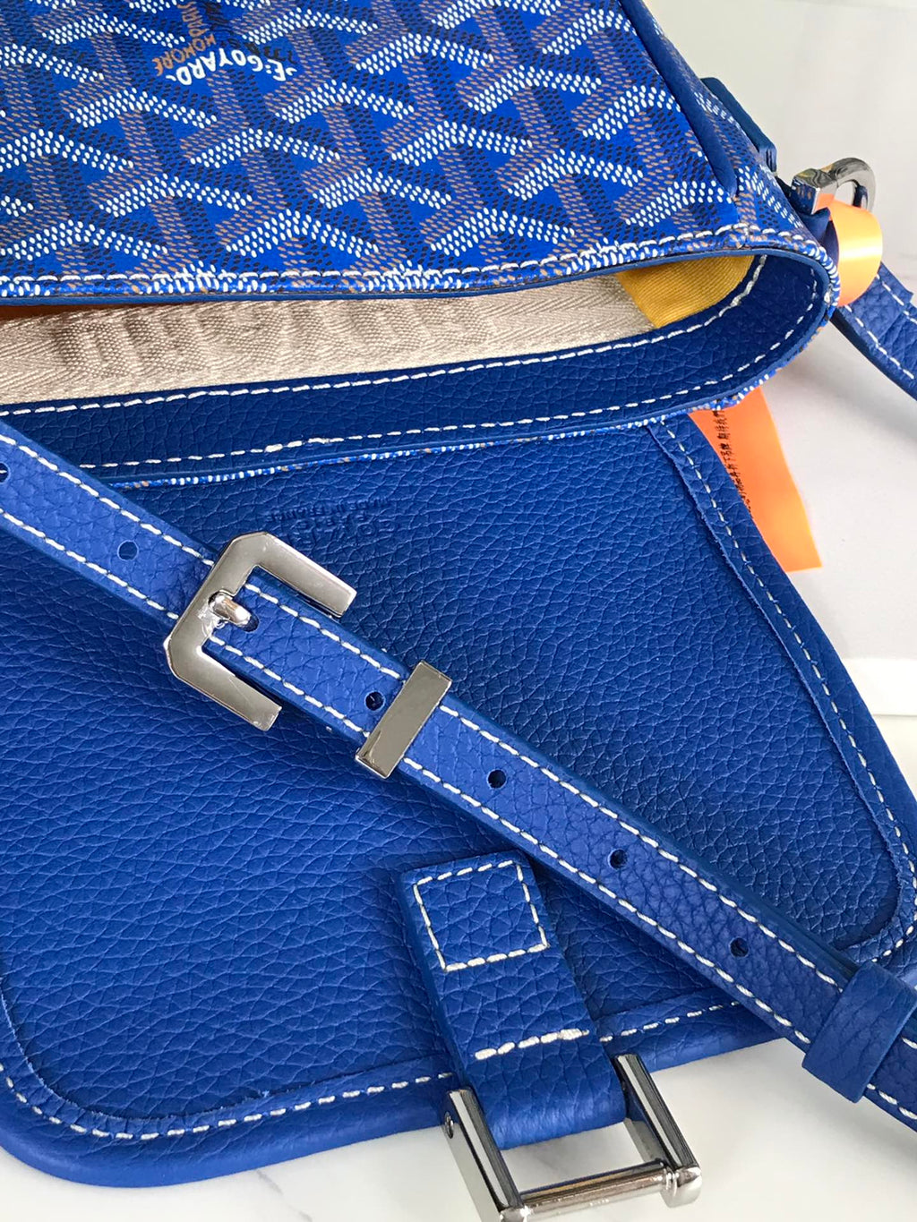 GRAND BLEU 16 IN SAPPHIRE BLUE GOYARDINE CANVAS AND LAMBSKIN