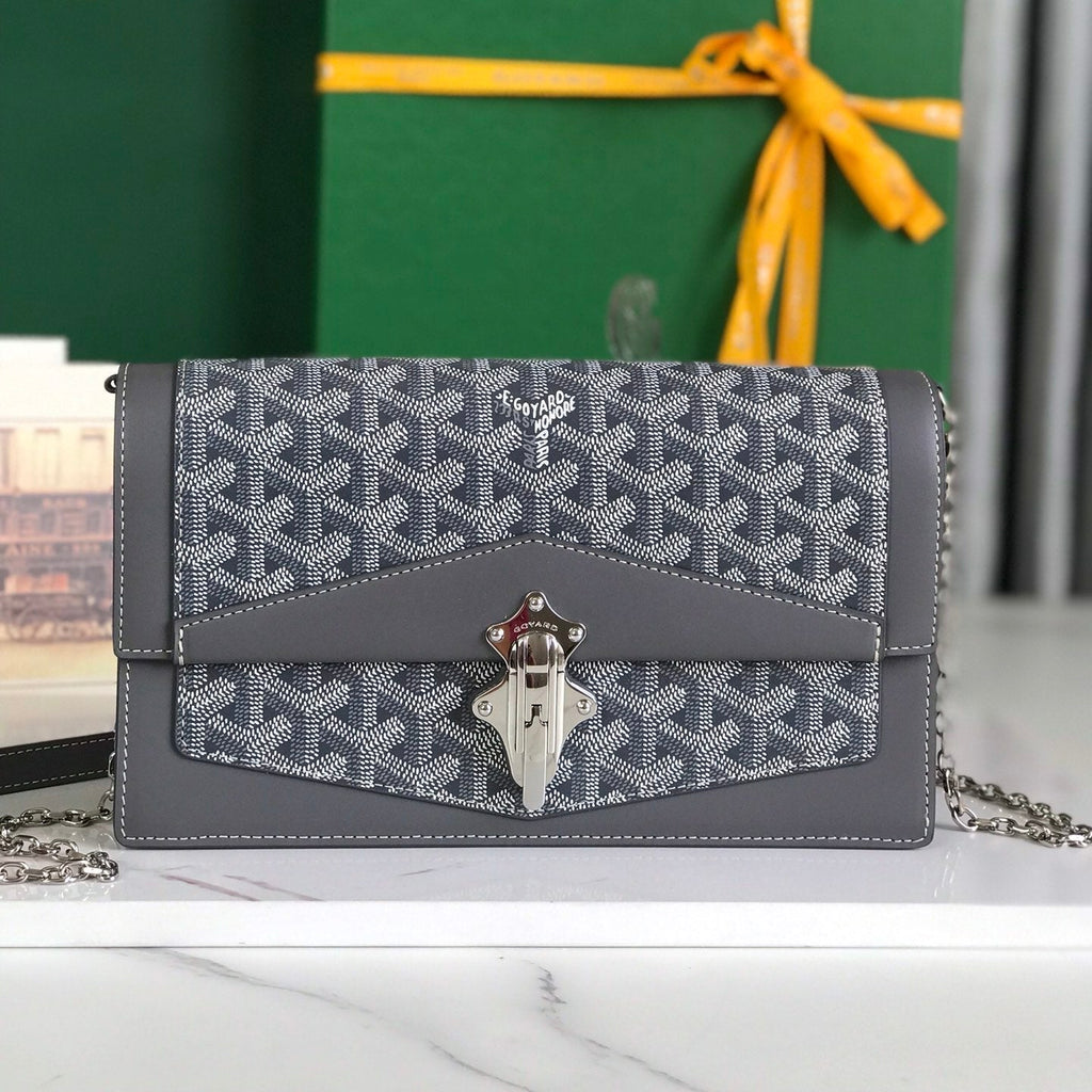 DUCHESSE MARIE-CAROLINE BAG 25 IN GRAY GOYARDINE CANVAS AND SMOOTH CALFSKIN