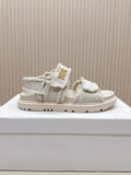 DIOR BACK-STRAP SANDALS 25S IN WHITE DENIM AND CALFSKIN WITH GOLD HARDWARE