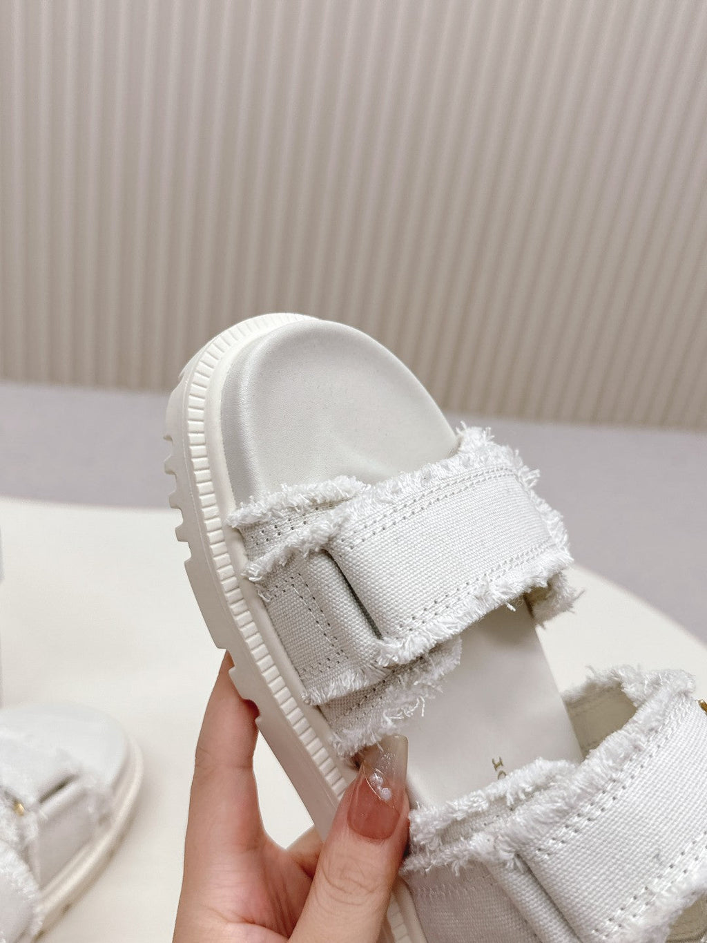 DIOR BACK-STRAP SANDALS 25S IN WHITE DENIM AND CALFSKIN WITH GOLD HARDWARE