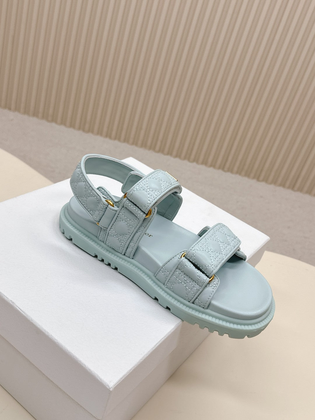 DIOR BACK-STRAP SANDALS 25S IN PASTEL BLUE CALFSKIN