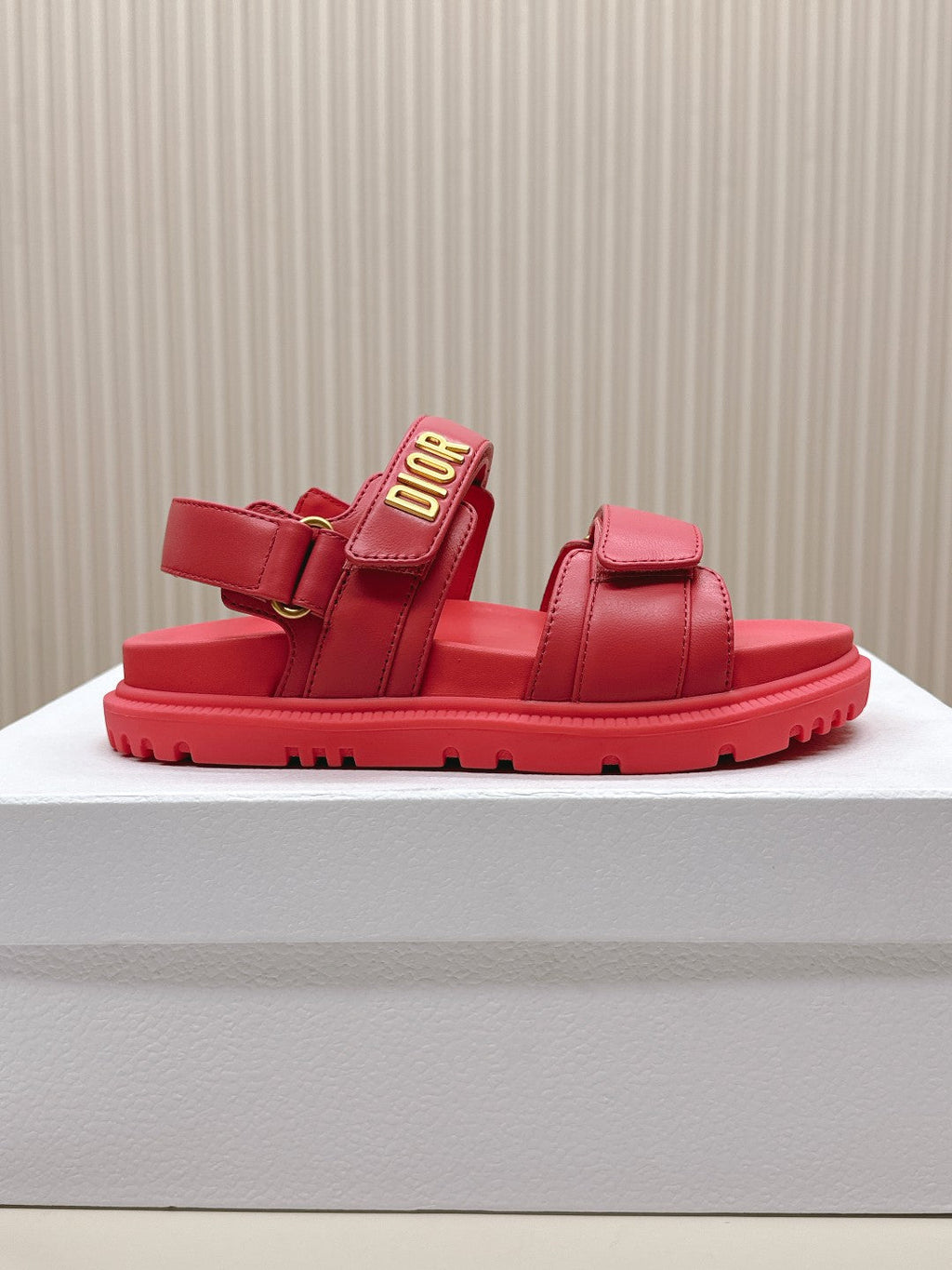 DIOR BACK-STRAP SANDALS 25S IN STRAWBERRY PINK CALFSKIN WITH GOLD HARDWARE